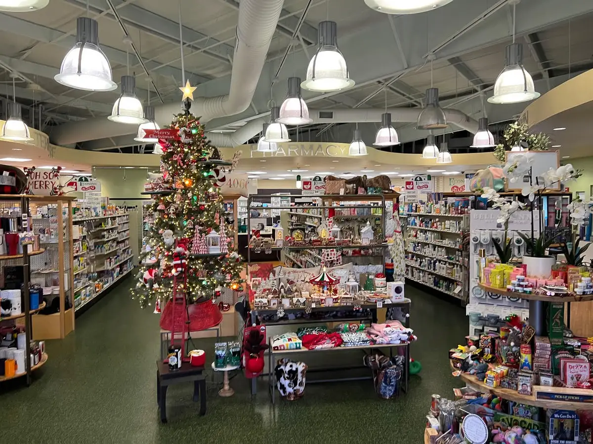 Retail aisles inside Economy Pharmacy Tulsa